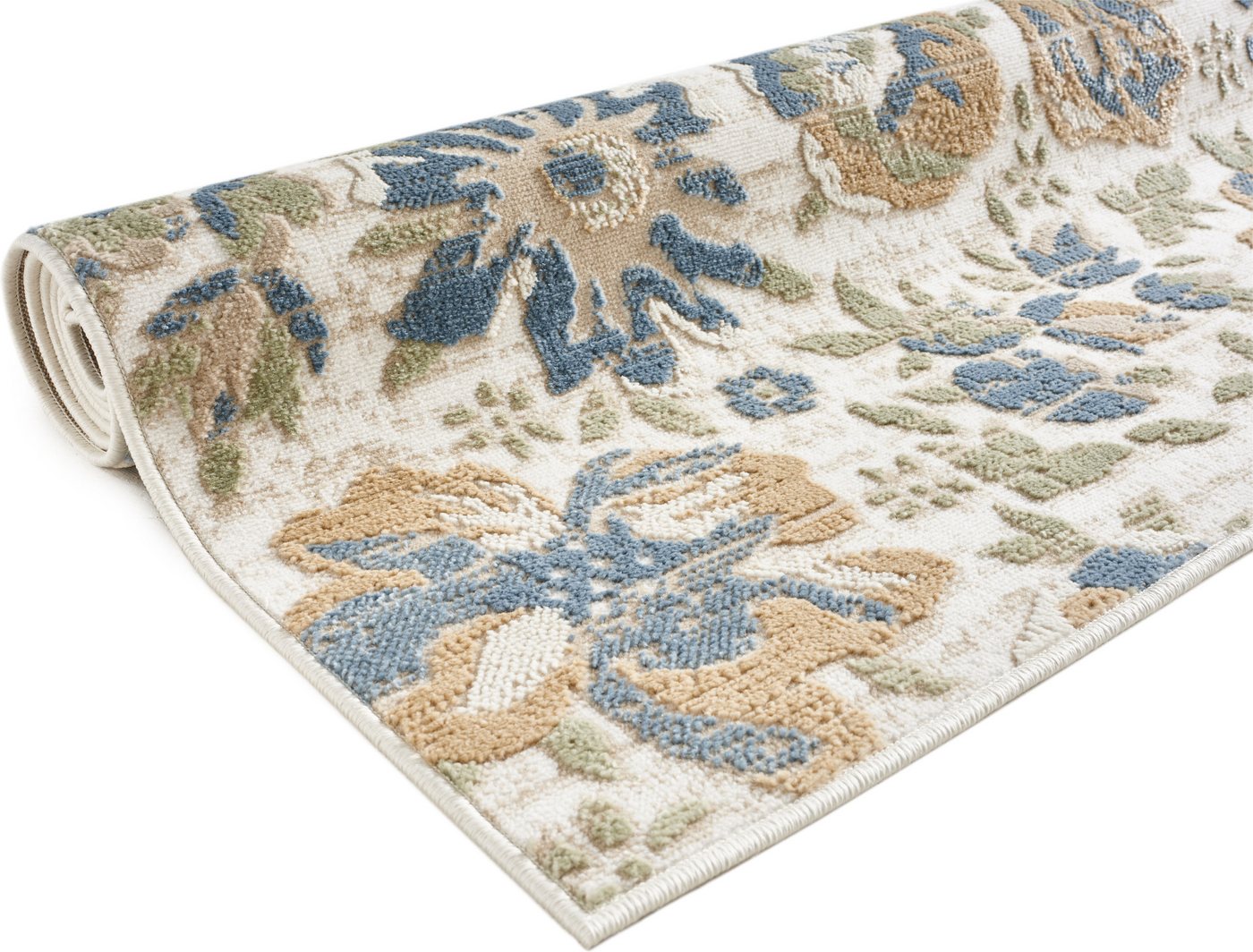 OTTO home Teppich Ellodie, Hoch-Tief-Struktur, rechteckig, Höhe: 7 mm, Blumen, Floral, bunt, Wohnzimmer, Schlafzimmer, Esszimmer – Bild 4 von 5