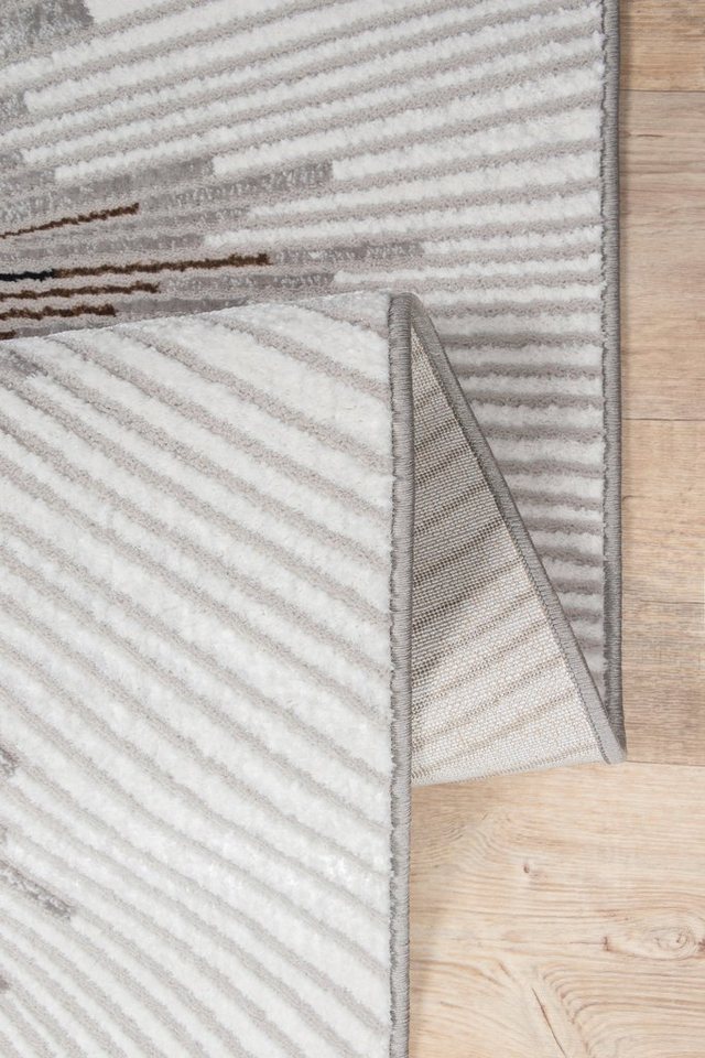 OTTO home Teppich Elora Kurzflor, rechteckig, Höhe: 8 mm, mit leichtem Glanz, Hoch Tief Struktur, elegantes Design, Wohnzimmer – Bild 4 von 5