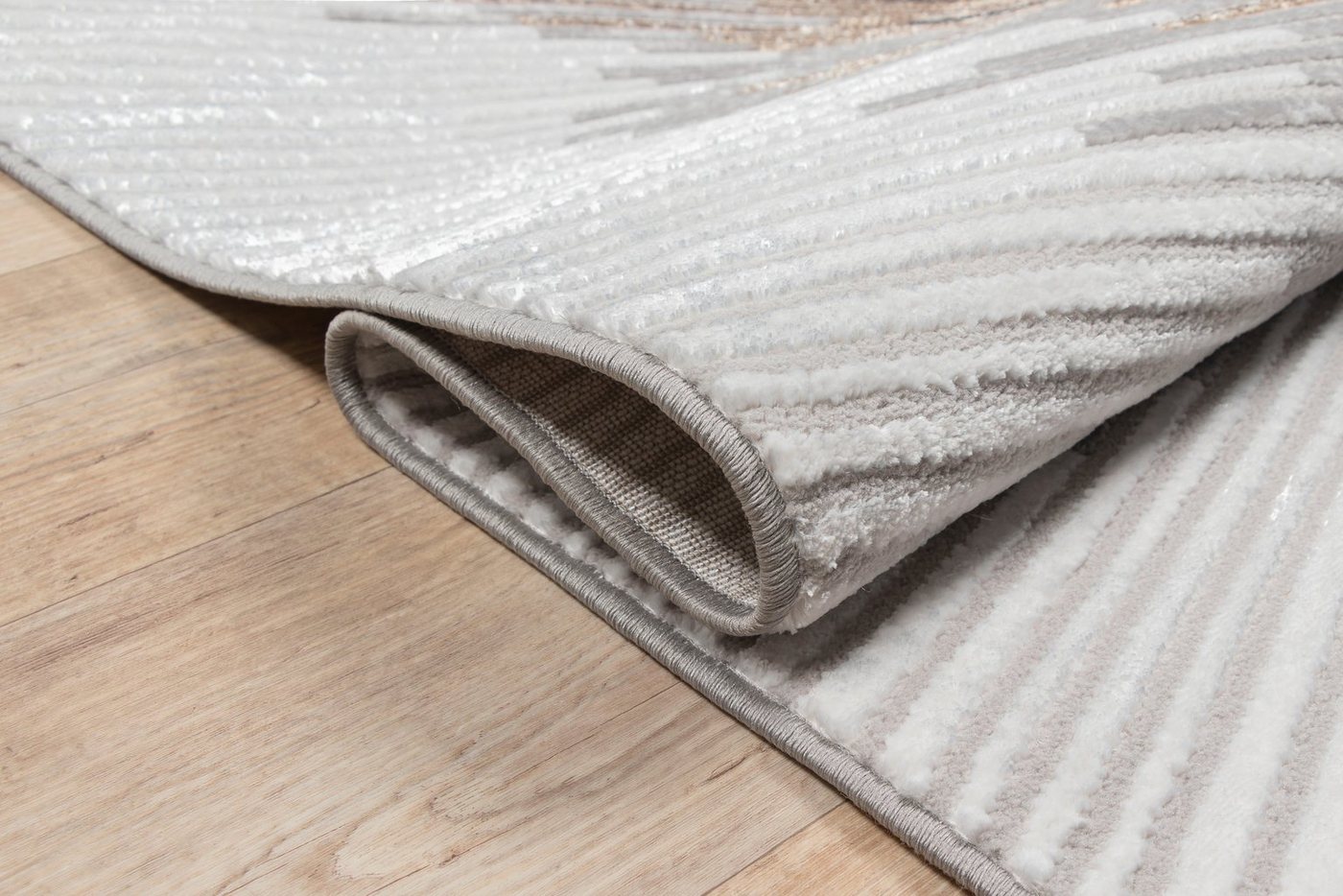 OTTO home Teppich Elora Kurzflor, rechteckig, Höhe: 8 mm, mit leichtem Glanz, Hoch Tief Struktur, elegantes Design, Wohnzimmer – Bild 5 von 5