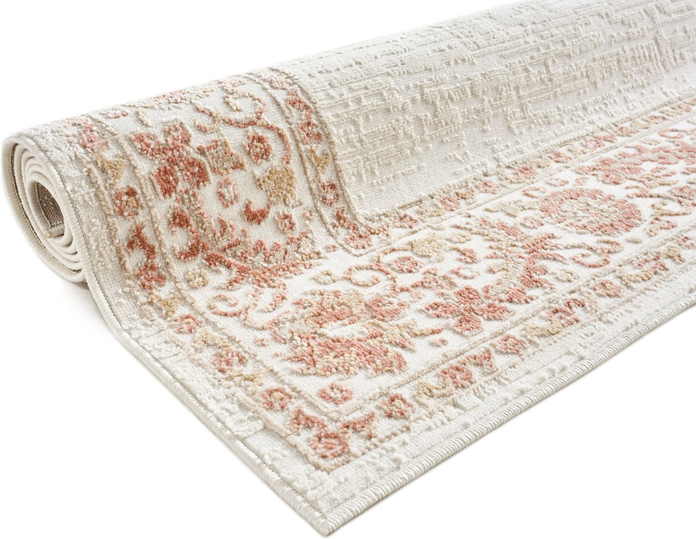 OTTO home Teppich Fennia, Blumen-Motiv, Orient-Optik, rechteckig, Höhe: 7 mm, Hoch-Tief, Bordüre, Floral, meliert, Wohnzimmer, Schlafzimmer – Bild 4 von 5