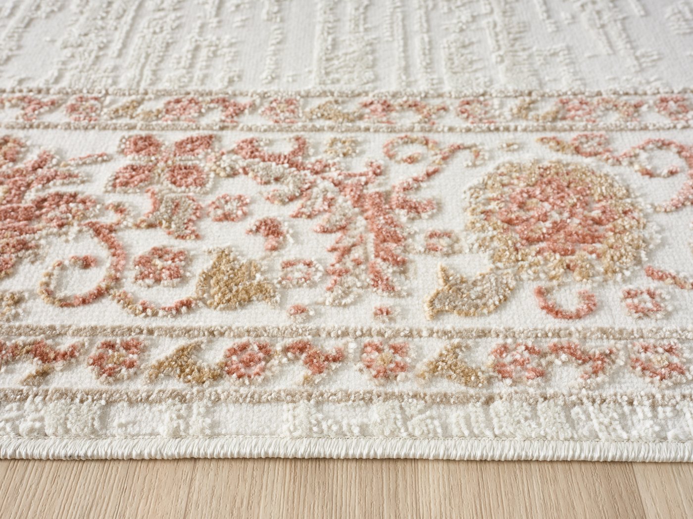 OTTO home Teppich Fennia, Blumen-Motiv, Orient-Optik, rechteckig, Höhe: 7 mm, Hoch-Tief, Bordüre, Floral, meliert, Wohnzimmer, Schlafzimmer – Bild 5 von 5