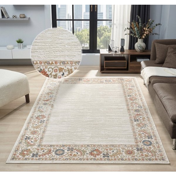 OTTO home Teppich Fennia, Blumen-Motiv, Orient-Optik, rechteckig, Höhe: 7 mm, Hoch-Tief, Bordüre, Floral, meliert, Wohnzimmer, Schlafzimmer