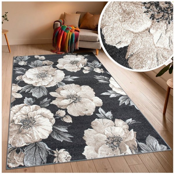 OTTO home Teppich Florent, Blumen Design, Vintage, rechteckig, Höhe: 9 mm, Floral, detailreiche Blüten, Botanical, elegant, Wohnzimmer