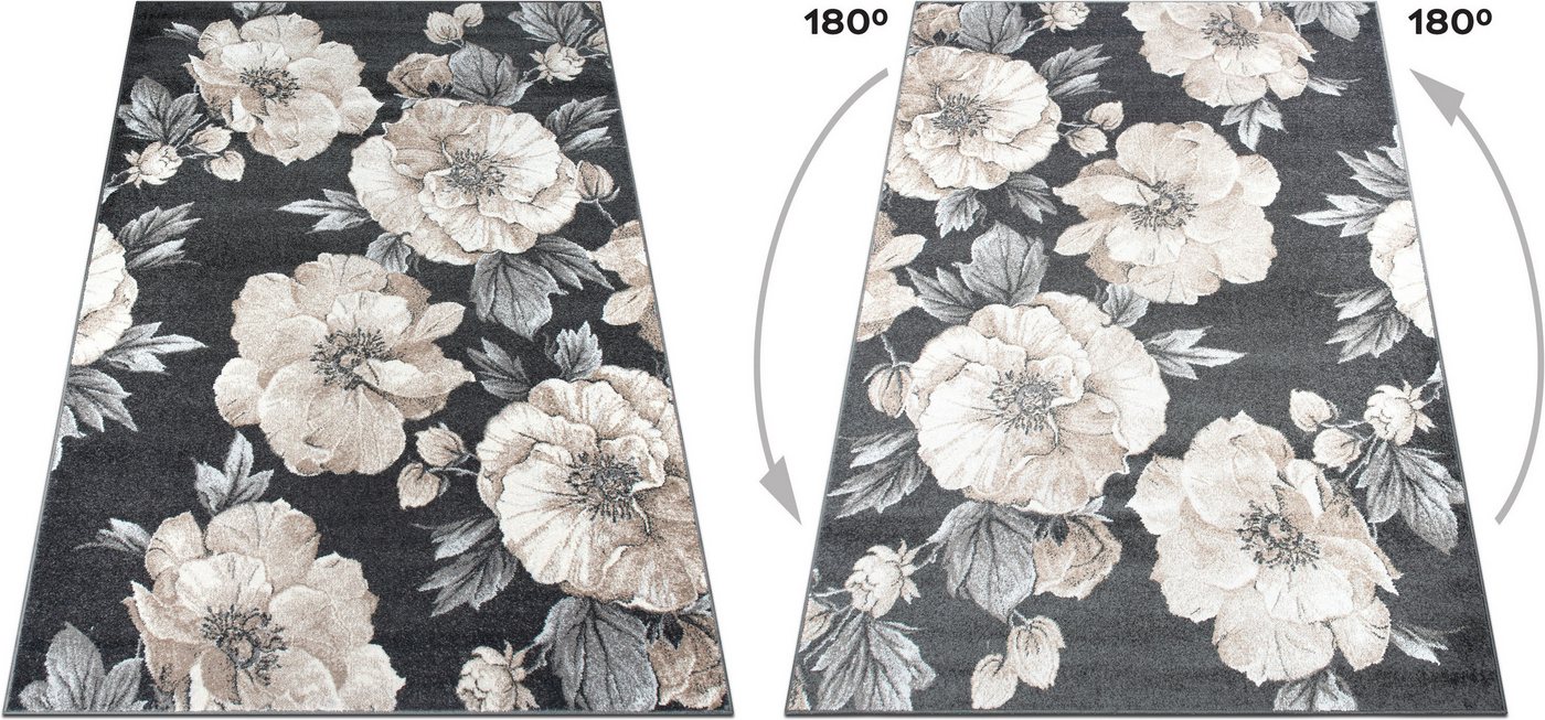 OTTO home Teppich Florent, Blumen Design, Vintage, rechteckig, Höhe: 9 mm, Floral, detailreiche Blüten, Botanical, elegant, Wohnzimmer – Bild 4 von 5