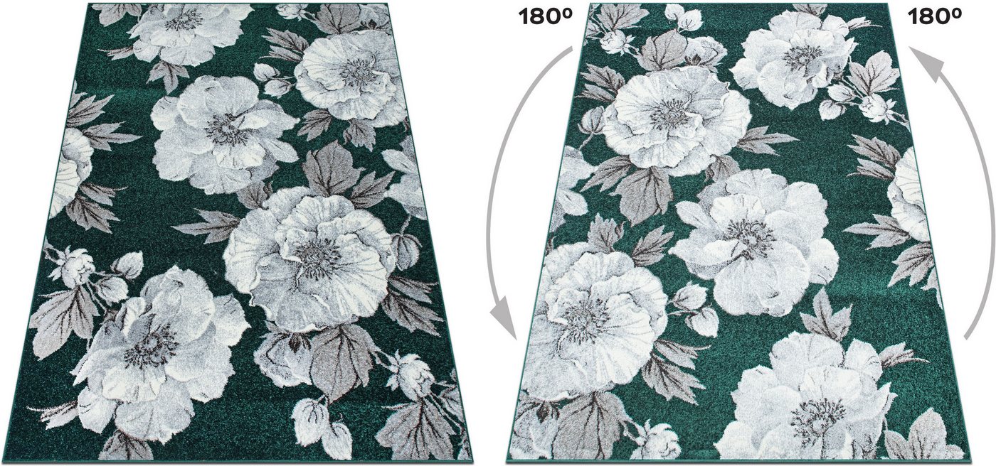 OTTO home Teppich Florent, Blumen Design, Vintage, rechteckig, Höhe: 9 mm, Floral, detailreiche Blüten, Botanical, elegant, Wohnzimmer – Bild 4 von 5