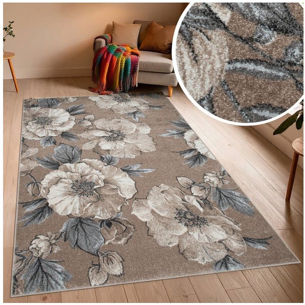 OTTO home Teppich Florent, Blumen Design, Vintage, rechteckig, Höhe: 9 mm, Floral, detailreiche Blüten, Botanical, elegant, Wohnzimmer