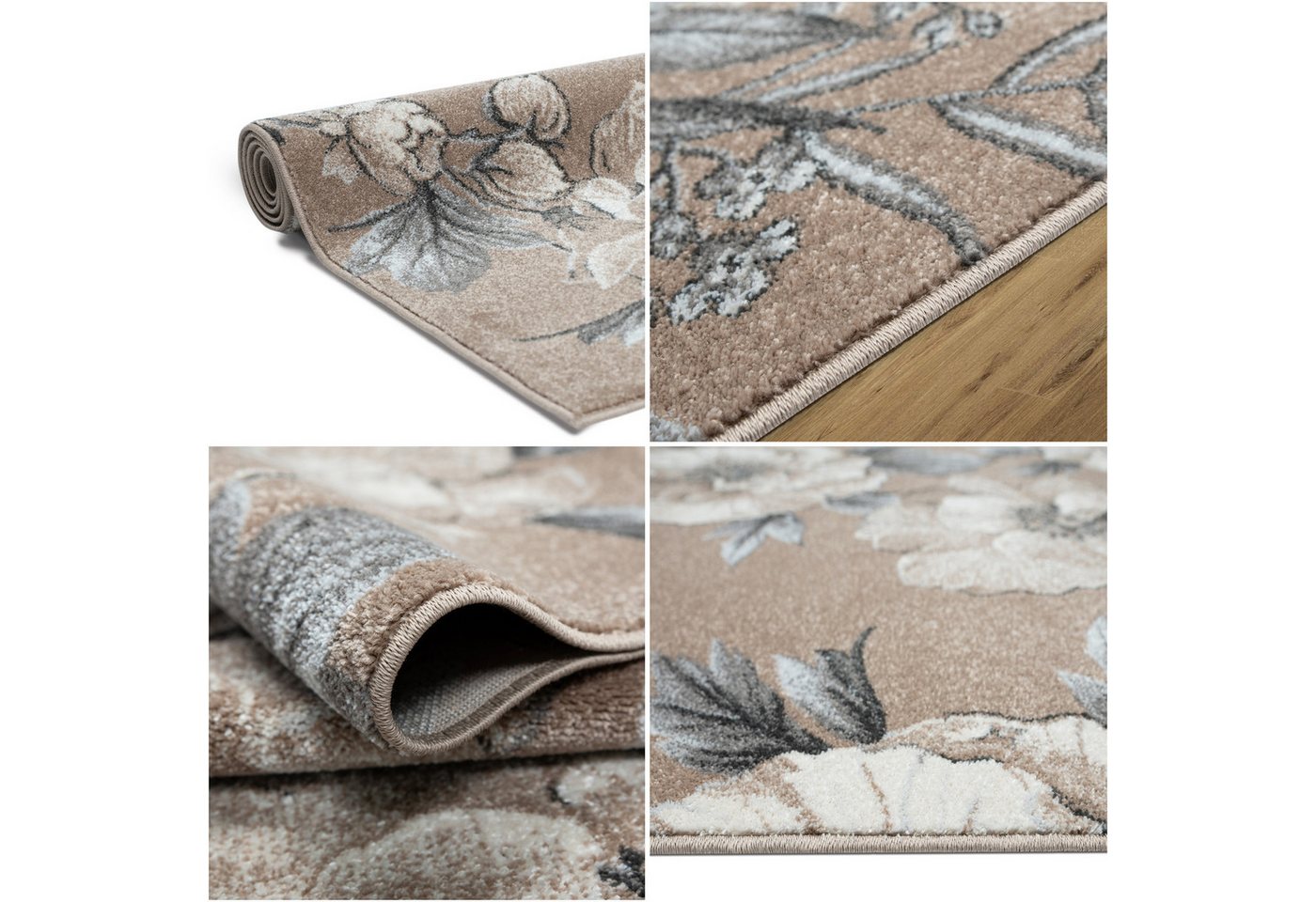 OTTO home Teppich Florent, Blumen Design, Vintage, rechteckig, Höhe: 9 mm, Floral, detailreiche Blüten, Botanical, elegant, Wohnzimmer – Bild 3 von 5