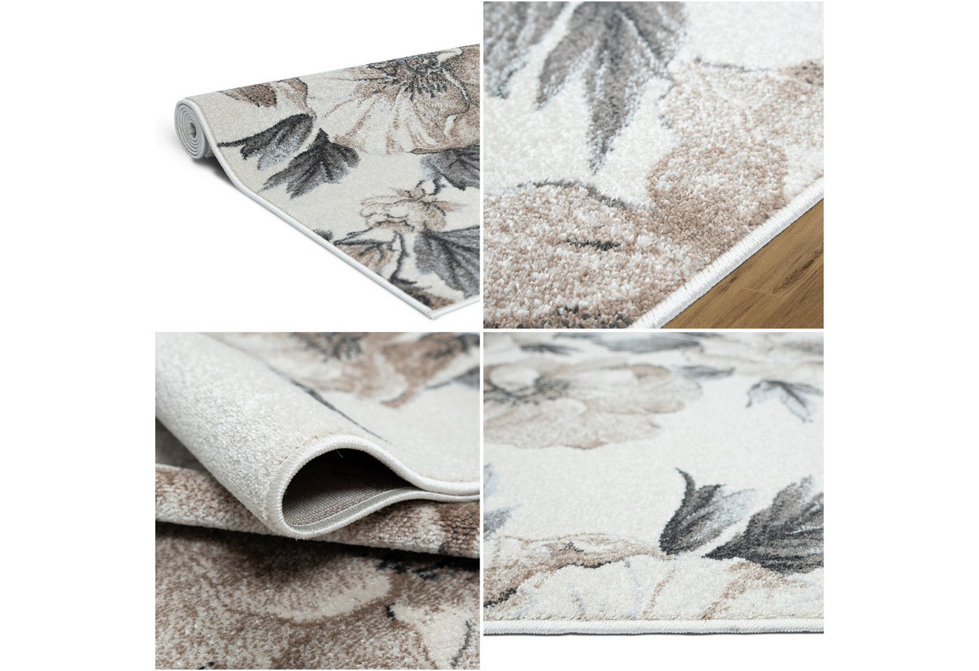 OTTO home Teppich Florent, Blumen Design, Vintage, rechteckig, Höhe: 9 mm, Floral, detailreiche Blüten, Botanical, elegant, Wohnzimmer – Bild 3 von 5