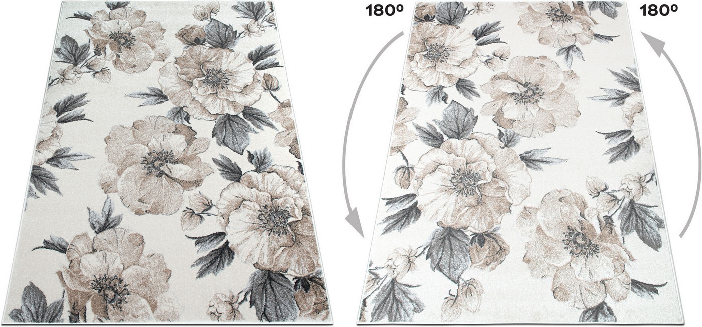 OTTO home Teppich Florent, Blumen Design, Vintage, rechteckig, Höhe: 9 mm, Floral, detailreiche Blüten, Botanical, elegant, Wohnzimmer – Bild 4 von 5