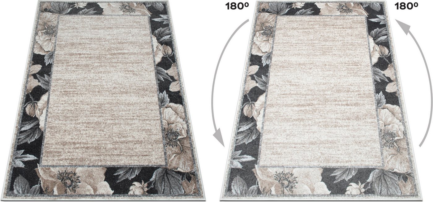 OTTO home Teppich Florent mit Rahmen, Blumen Design, rechteckig, Höhe: 9 mm, Floral, detailreiche Blüten, meliert, elegant, Wohnzimmer – Bild 4 von 5
