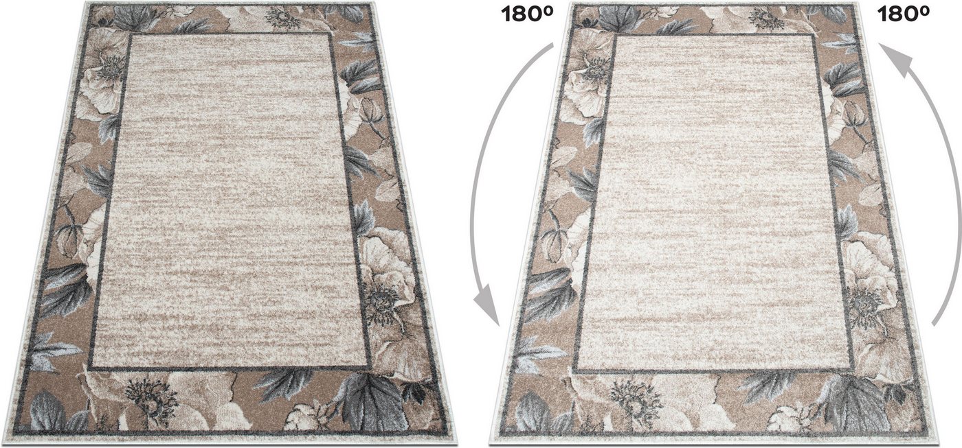 OTTO home Teppich Florent mit Rahmen, Blumen Design, rechteckig, Höhe: 9 mm, Floral, detailreiche Blüten, meliert, elegant, Wohnzimmer – Bild 4 von 5