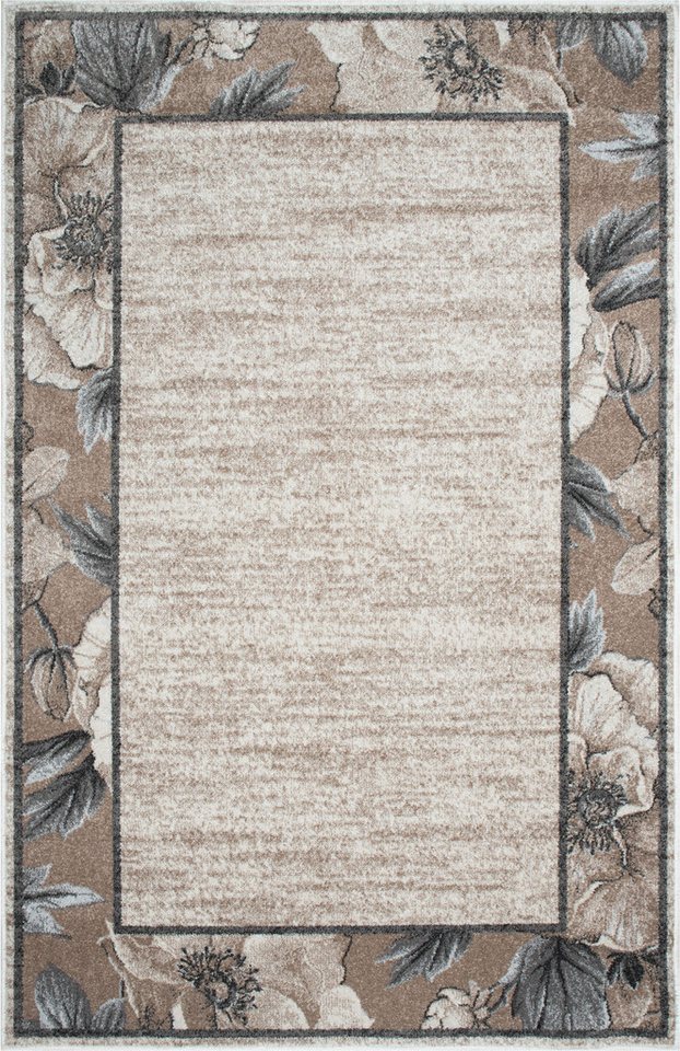 OTTO home Teppich Florent mit Rahmen, Blumen Design, rechteckig, Höhe: 9 mm, Floral, detailreiche Blüten, meliert, elegant, Wohnzimmer – Bild 2 von 5