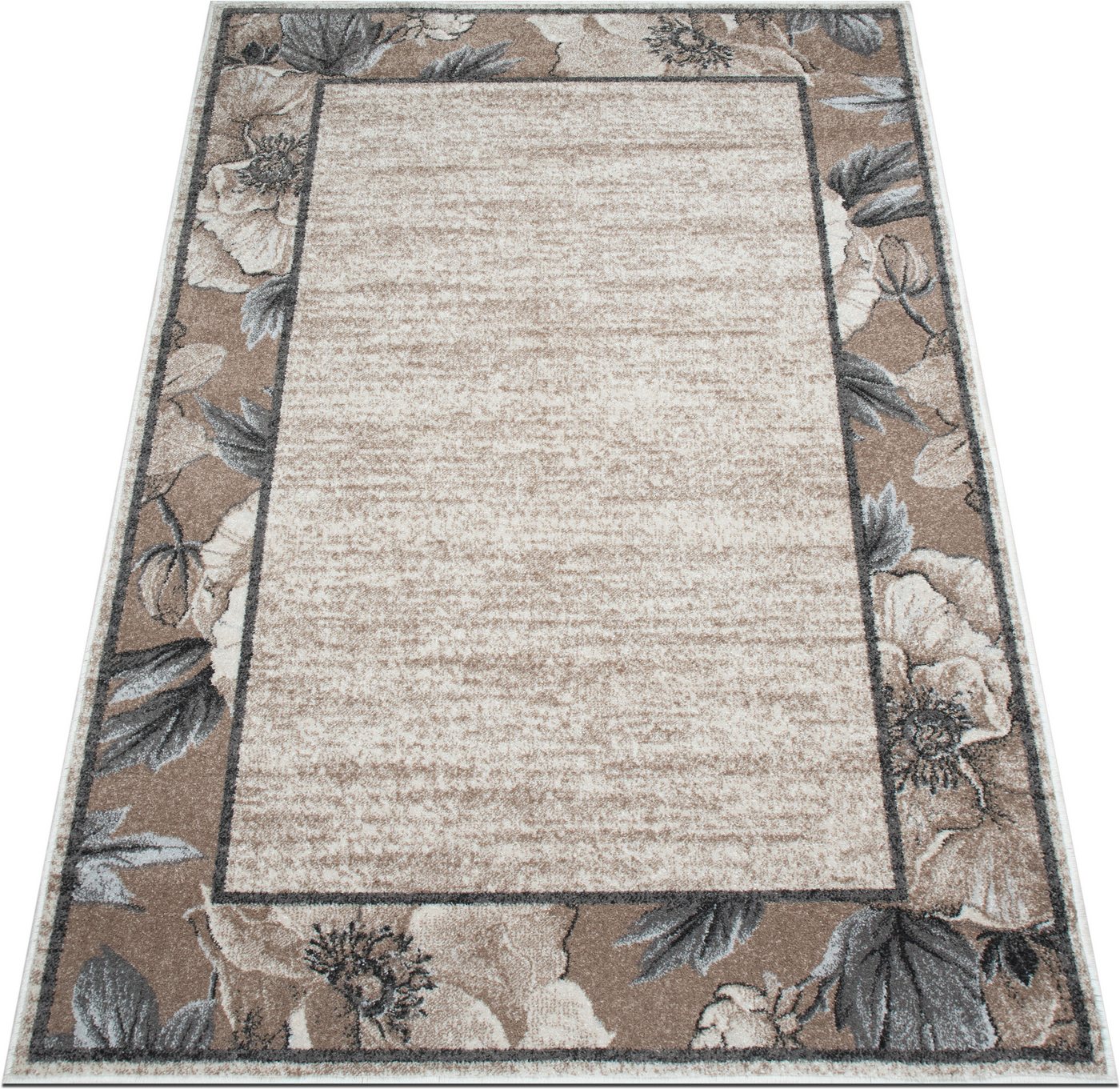 OTTO home Teppich Florent mit Rahmen, Blumen Design, rechteckig, Höhe: 9 mm, Floral, detailreiche Blüten, meliert, elegant, Wohnzimmer – Bild 5 von 5