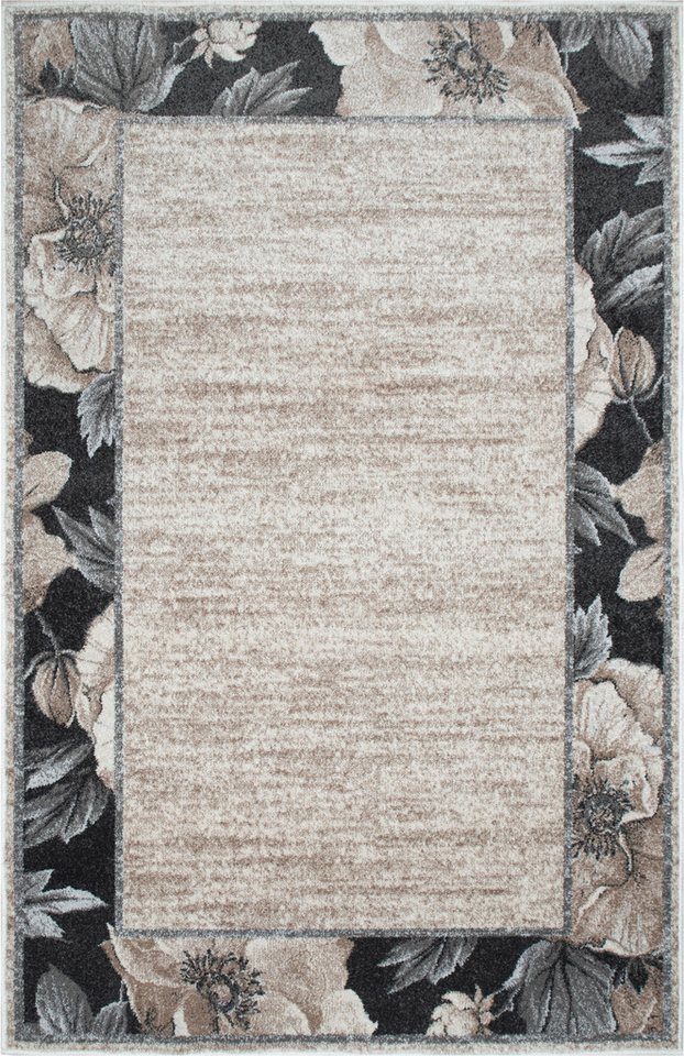 OTTO home Teppich Florent mit Rahmen, Blumen Design, rechteckig, Höhe: 9 mm, Floral, detailreiche Blüten, meliert, elegant, Wohnzimmer – Bild 2 von 5