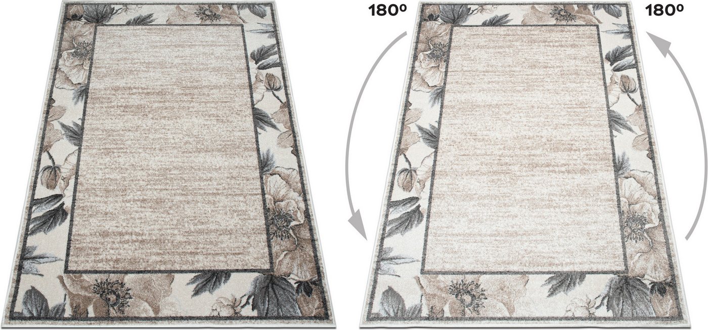 OTTO home Teppich Florent mit Rahmen, Blumen Design, rechteckig, Höhe: 9 mm, Floral, detailreiche Blüten, meliert, elegant, Wohnzimmer – Bild 4 von 5