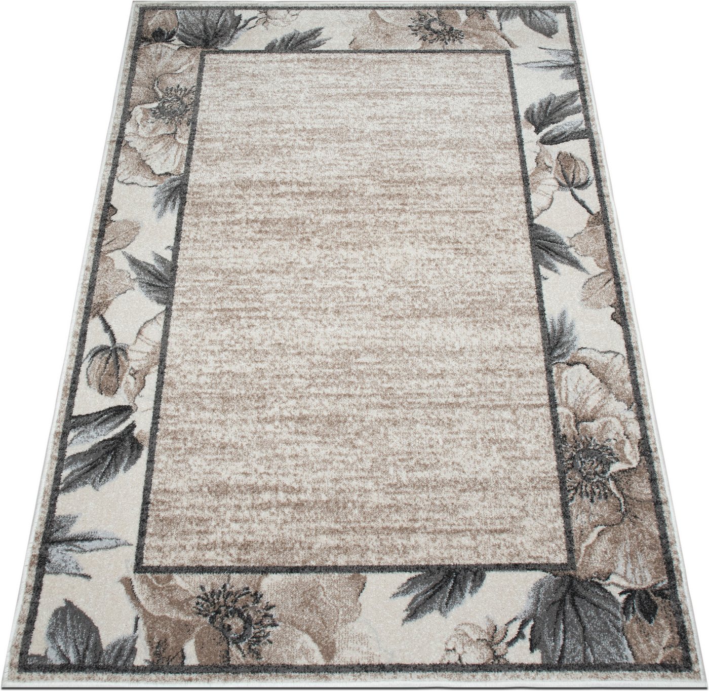 OTTO home Teppich Florent mit Rahmen, Blumen Design, rechteckig, Höhe: 9 mm, Floral, detailreiche Blüten, meliert, elegant, Wohnzimmer – Bild 5 von 5