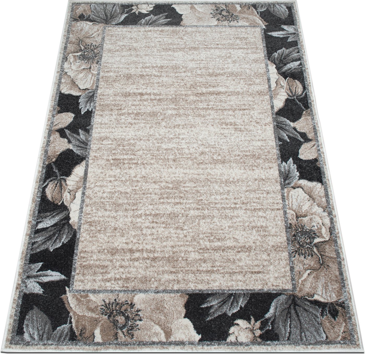 OTTO home Teppich Florent mit Rahmen, Blumen Design, rechteckig, Höhe: 9 mm, Floral, detailreiche Blüten, meliert, elegant, Wohnzimmer – Bild 5 von 5