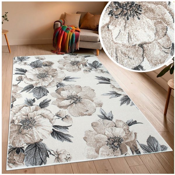 OTTO home Teppich Florent, Blumen Design, Vintage, rechteckig, Höhe: 9 mm, Floral, detailreiche Blüten, Botanical, elegant, Wohnzimmer