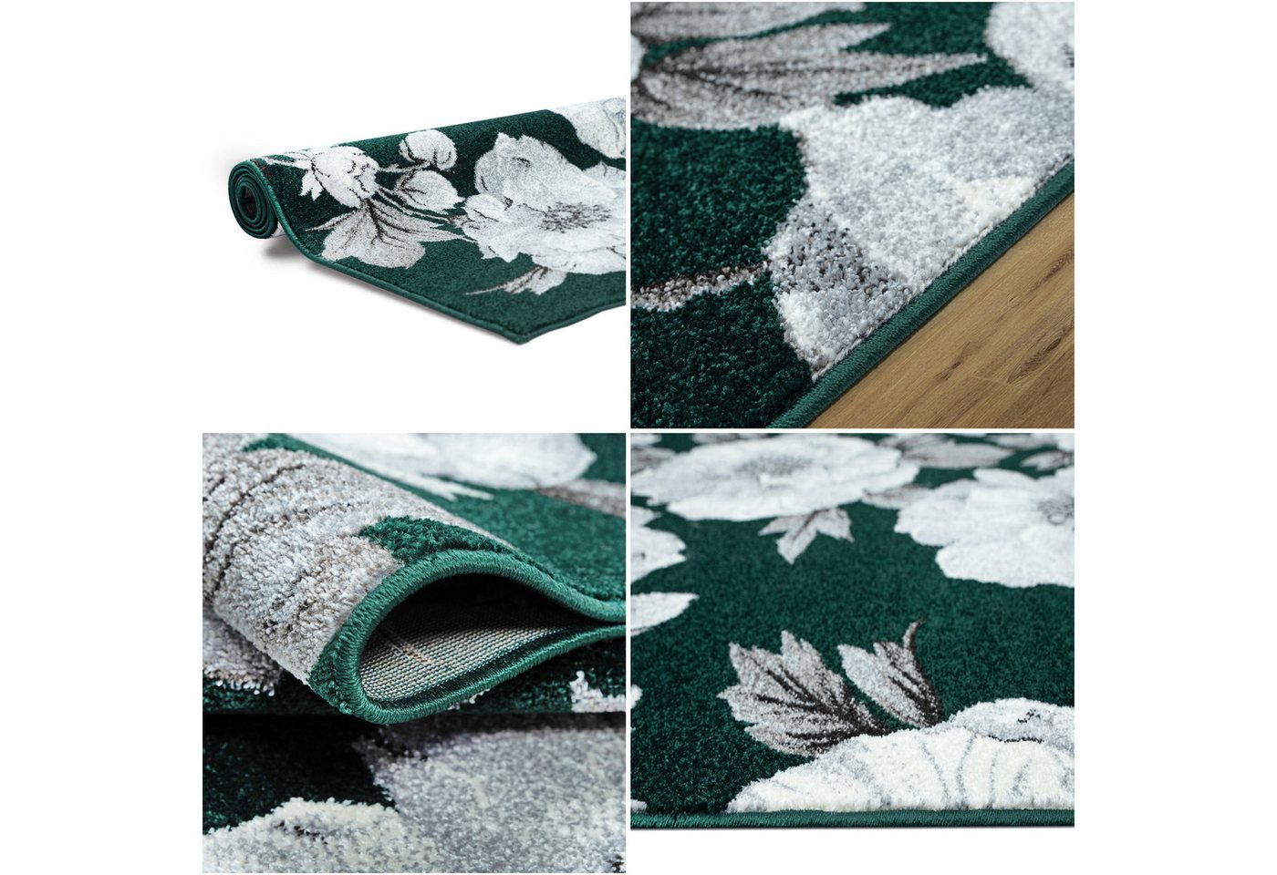OTTO home Teppich Florent, Blumen Design, Vintage, rechteckig, Höhe: 9 mm, Floral, detailreiche Blüten, Botanical, elegant, Wohnzimmer – Bild 3 von 5