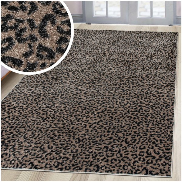 OTTO home Teppich Fynna, Leoparden-Muster, Animal Print, modern, rechteckig, Höhe: 9 mm, Leo, besonders weicher Flor, Wohnzimmer, Schlafzimmer, Esszimmer