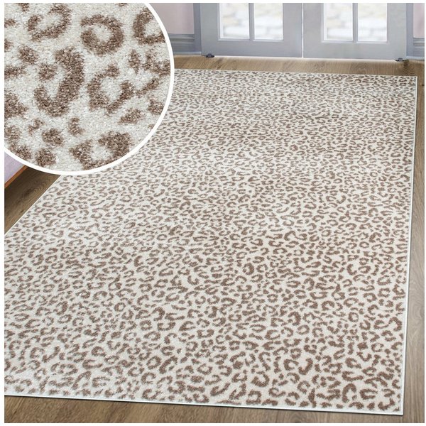 OTTO home Teppich Fynna, Leoparden-Muster, Animal Print, modern, rechteckig, Höhe: 9 mm, Leo, besonders weicher Flor, Wohnzimmer, Schlafzimmer, Esszimmer