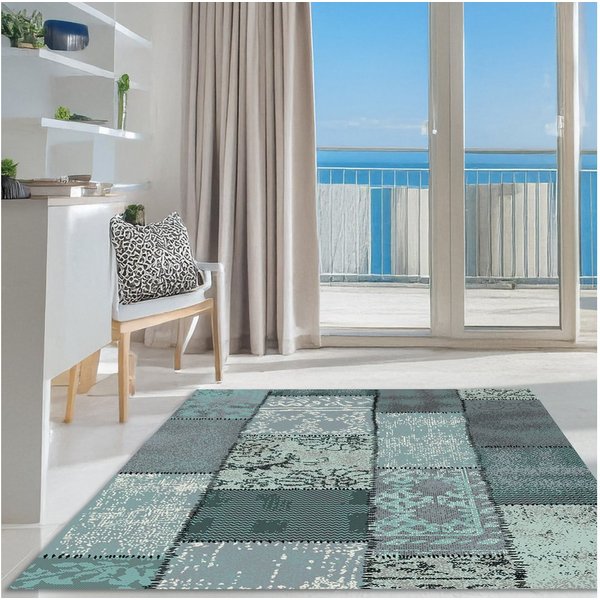 OTTO home Teppich Garry, rechteckig, Höhe: 7 mm, Vintage, Kurzflor, Patchwork-Design, farbenfroh, Wohnzimmer