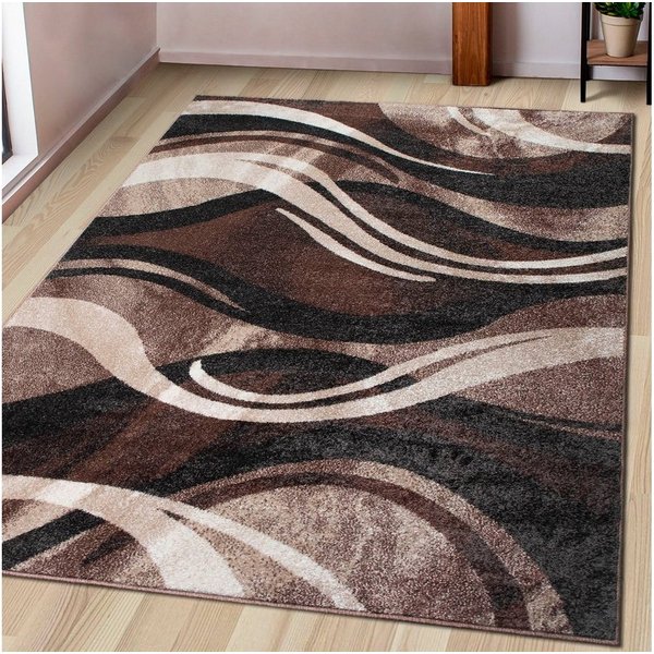 OTTO home Teppich Joas, rechteckig, Höhe: 9 mm, besonders weicher Kurzflor in modernem Wellen Muster, leichter Glanz