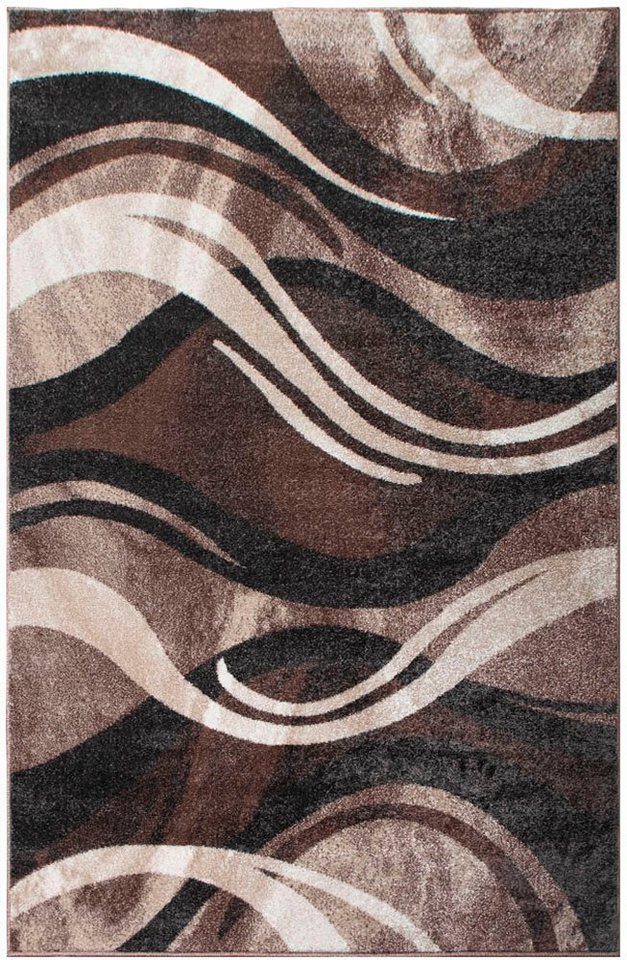 OTTO home Teppich Joas, rechteckig, Höhe: 9 mm, besonders weicher Kurzflor in modernem Wellen Muster, leichter Glanz – Bild 4 von 5