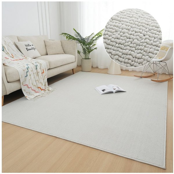 OTTO home Teppich Jola, Uni-Farben, besonders dichte Qualität, Boho, rechteckig, Höhe: 10 mm, Wohnzimmer, Schlafzimmer, Flur, Kinderzimmer, wasserabweisend