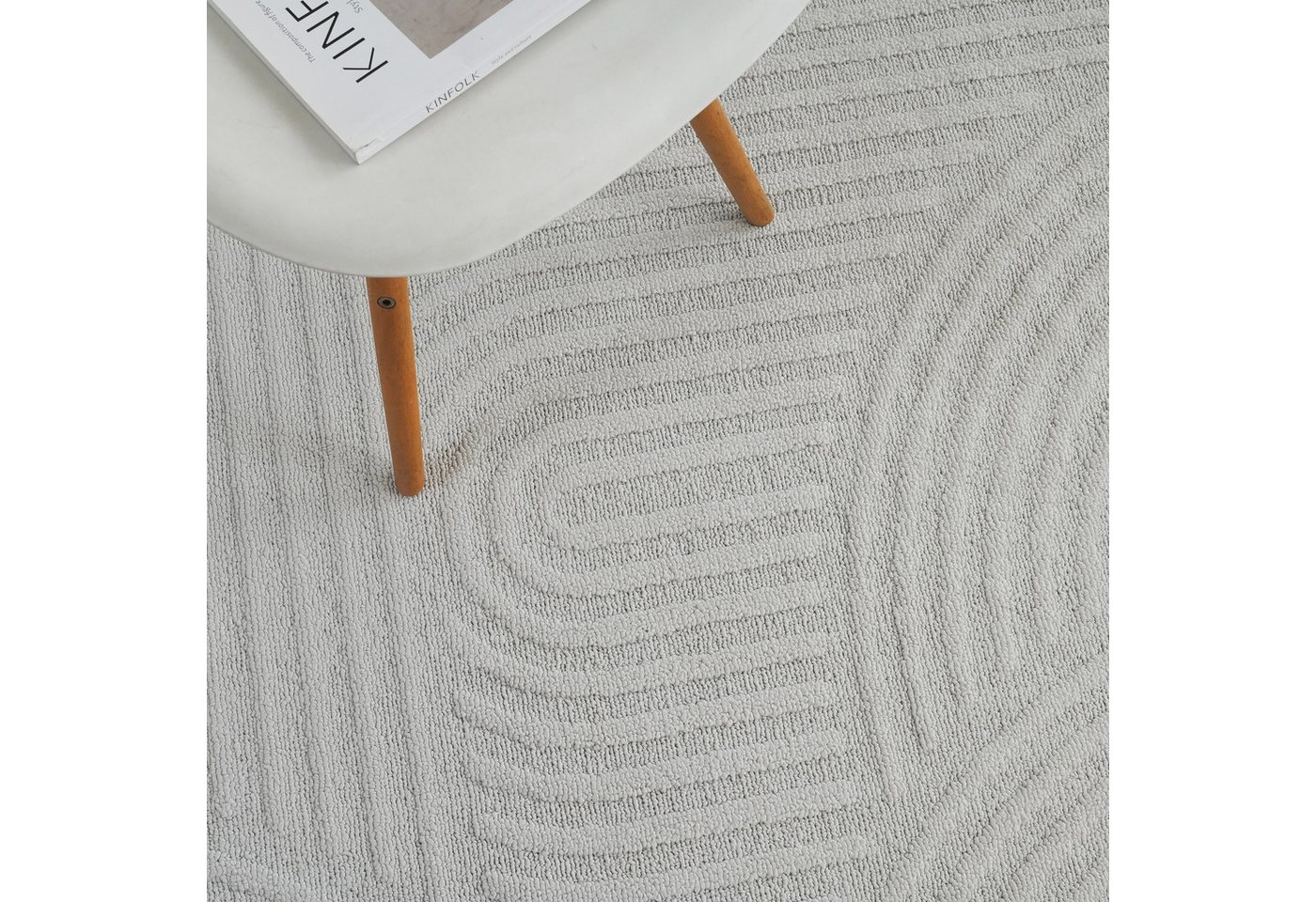 OTTO home Teppich Jola, In- und Outdoor geeignet, Hoch-Tief-Design, Scandi, rechteckig, Höhe: 9 mm, Hoch-Tief-Struktur, Zen, Wetterfest & UV-beständig, Balkon,  – Bild 3 von 5