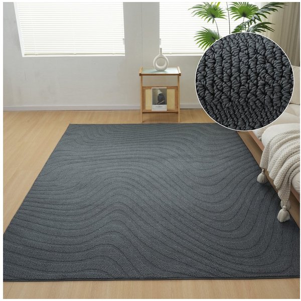 OTTO home Teppich Jola Welle, Scandi, Hoch-Tief-Design, rechteckig, Höhe: 12 mm, Wellenmuster, Boho, Modern, 3D, Wohnzimmer, Schlafzimmer
