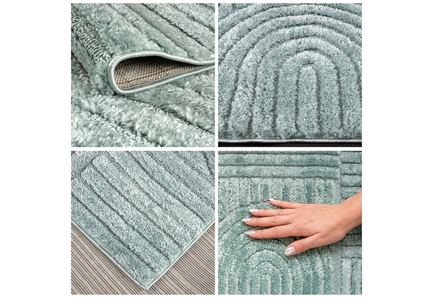 OTTO home Teppich Jonne, Boho-Design, Scandi, Designteppich, rechteckig, Höhe: 20 mm, Hoch-Tief, 3D Optik, skandinavischer Stil, Wohnzimmer, Schlafzimmer – Bild 3 von 5