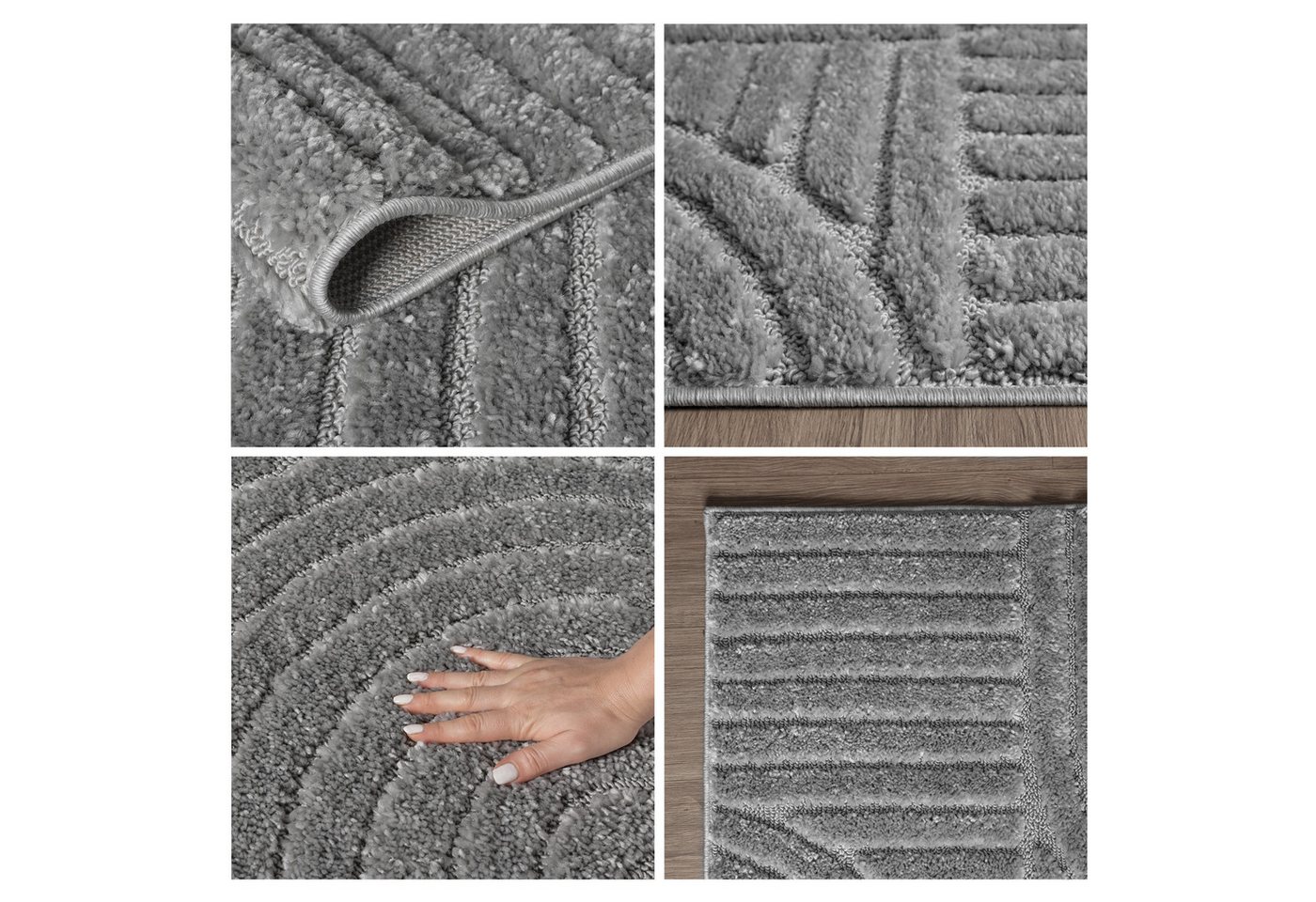 OTTO home Teppich Jonne, Boho-Design, Scandi, Designteppich, rechteckig, Höhe: 20 mm, Hoch-Tief, 3D Optik, skandinavischer Stil, Wohnzimmer, Schlafzimmer – Bild 3 von 5