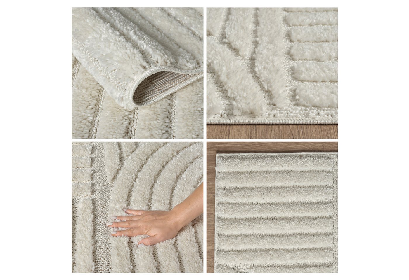 OTTO home Teppich Jonne, Boho-Design, Scandi, Designteppich, rechteckig, Höhe: 20 mm, Hoch-Tief, 3D Optik, skandinavischer Stil, Wohnzimmer, Schlafzimmer – Bild 3 von 5