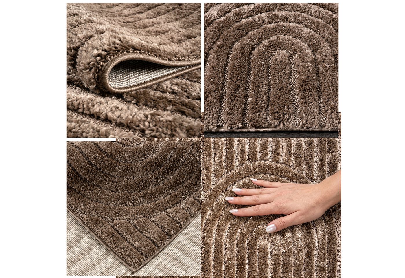 OTTO home Teppich Jonne, Boho-Design, Scandi, Designteppich, rechteckig, Höhe: 20 mm, Hoch-Tief, 3D Optik, skandinavischer Stil, Wohnzimmer, Schlafzimmer – Bild 3 von 5
