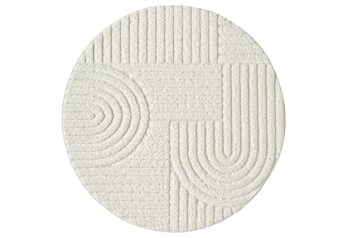 OTTO home Teppich Jonne, Boho-Design, Scandi, Designteppich, rund, Höhe: 20 mm, Hoch-Tief, 3D Optik, skandinavischer Stil, Wohnzimmer, Schlafzimmer – Bild 2 von 5