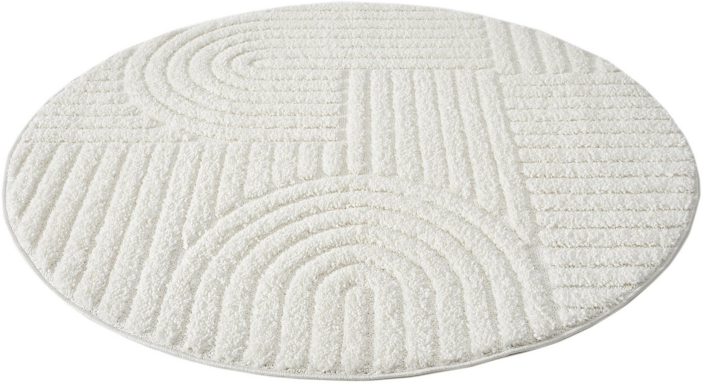 OTTO home Teppich Jonne, Boho-Design, Scandi, Designteppich, rund, Höhe: 20 mm, Hoch-Tief, 3D Optik, skandinavischer Stil, Wohnzimmer, Schlafzimmer – Bild 4 von 5