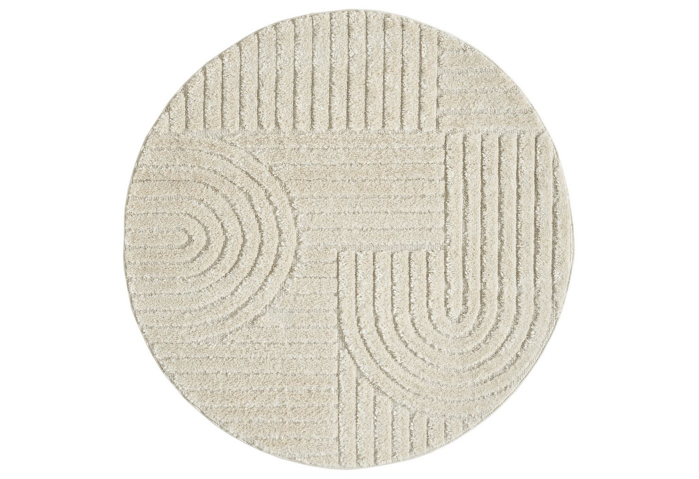 OTTO home Teppich Jonne, Boho-Design, Scandi, Designteppich, rund, Höhe: 20 mm, Hoch-Tief, 3D Optik, skandinavischer Stil, Wohnzimmer, Schlafzimmer – Bild 2 von 5