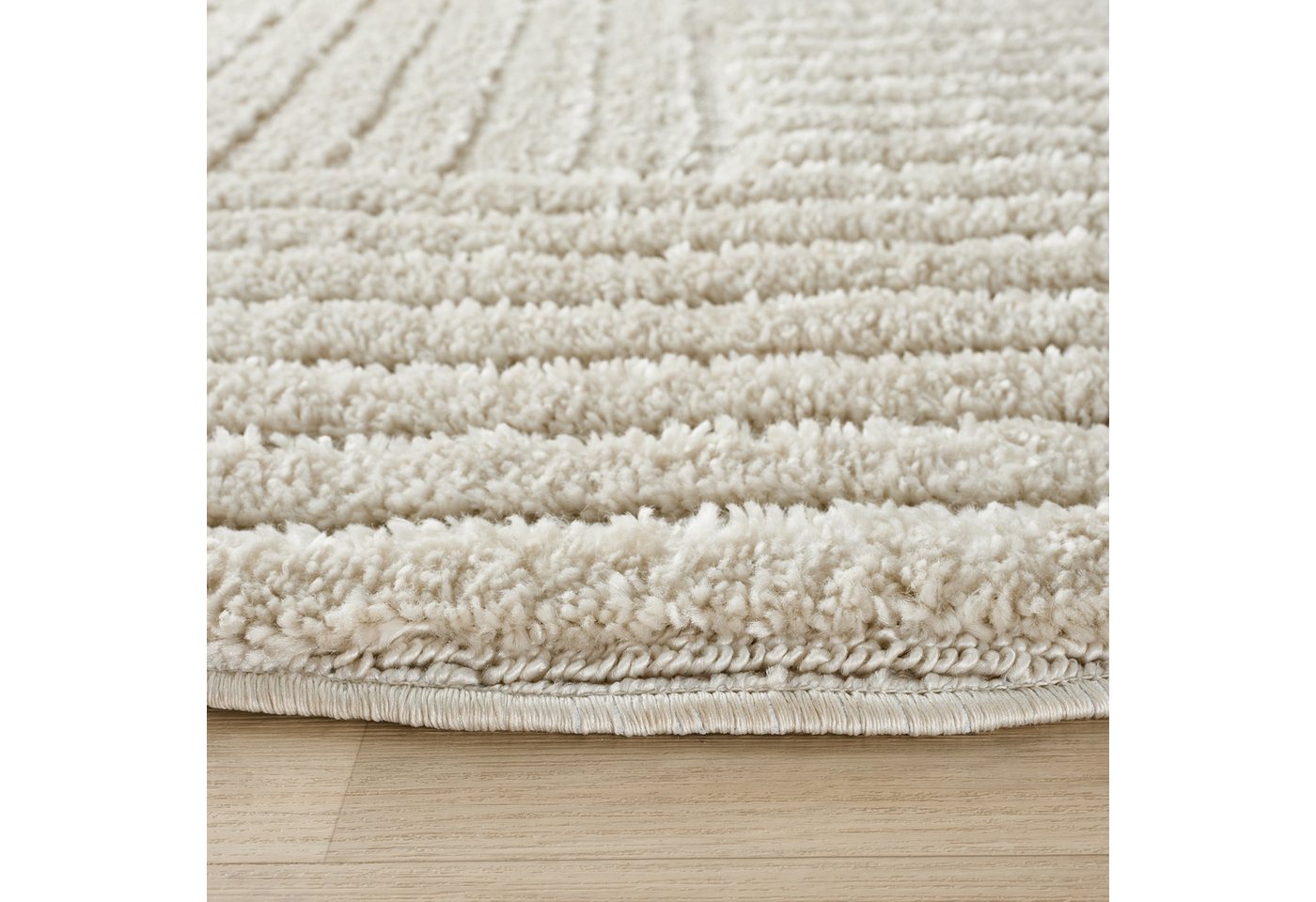 OTTO home Teppich Jonne, Boho-Design, Scandi, Designteppich, rund, Höhe: 20 mm, Hoch-Tief, 3D Optik, skandinavischer Stil, Wohnzimmer, Schlafzimmer – Bild 5 von 5