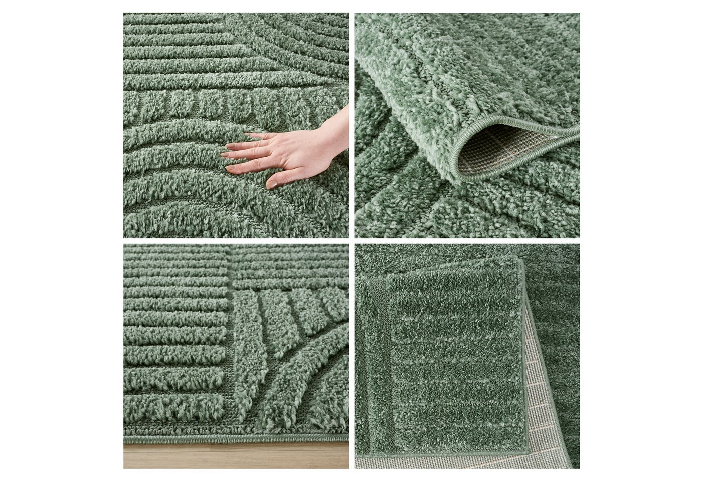 OTTO home Teppich Jonne, Boho-Design, Scandi, Designteppich, rechteckig, Höhe: 20 mm, Hoch-Tief, 3D Optik, skandinavischer Stil, Wohnzimmer, Schlafzimmer – Bild 3 von 5