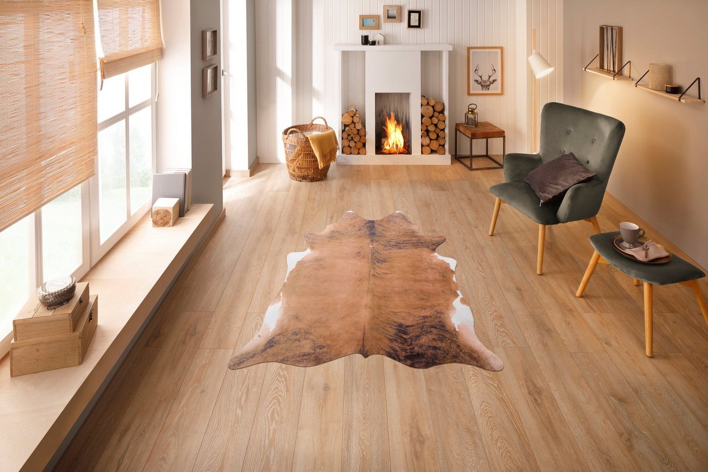 OTTO home Teppich Kuhfell-Look, Kunstfell, fellförmig, Höhe: 3 mm, gedruckte Kuhfell-Optik, Wohnzimmer, Esszimmer, Schlafzimmer – Bild 4 von 5