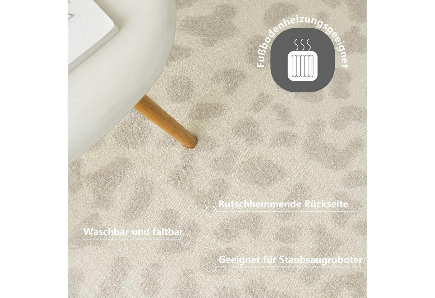 OTTO home Teppich Leo, mit trendigem Leopardenmuster, waschbar, rechteckig, Höhe: 12 mm, kuschelig & weich, modern, Animal Print, Wohnzimmer, Schlafzimmer – Bild 4 von 5