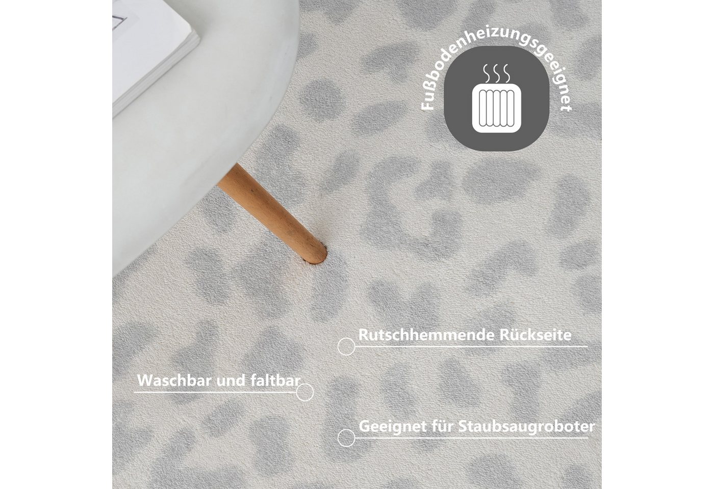 OTTO home Teppich Leo, mit trendigem Leopardenmuster, waschbar, rechteckig, Höhe: 12 mm, kuschelig & weich, modern, Animal Print, Wohnzimmer, Schlafzimmer – Bild 4 von 5