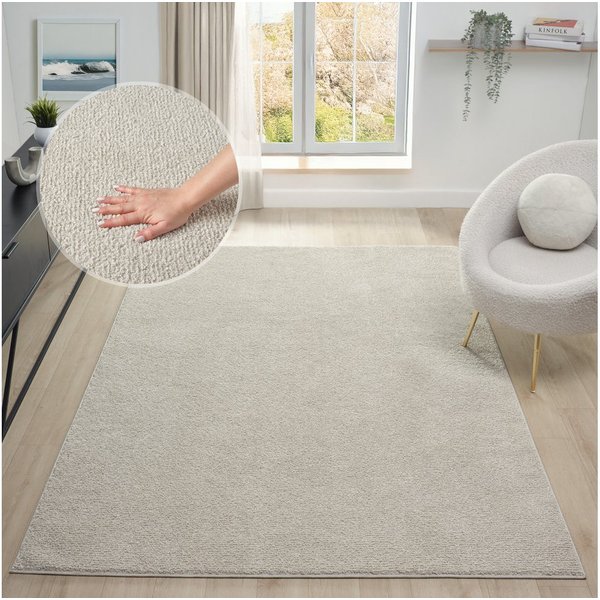 OTTO home Teppich Lisam, rechteckig, Höhe: 15 mm, meliert, uni, weich, Wohnzimmer, Schlafzimmer
