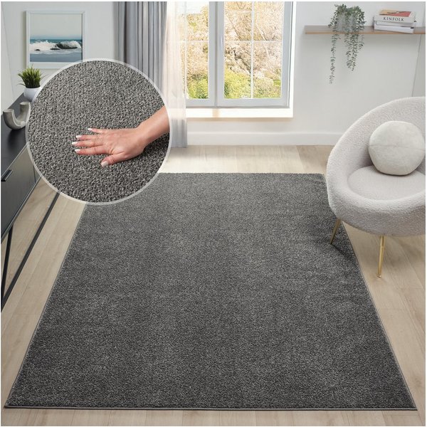 OTTO home Teppich Lisam, rechteckig, Höhe: 15 mm, meliert, uni, weich, Wohnzimmer, Schlafzimmer