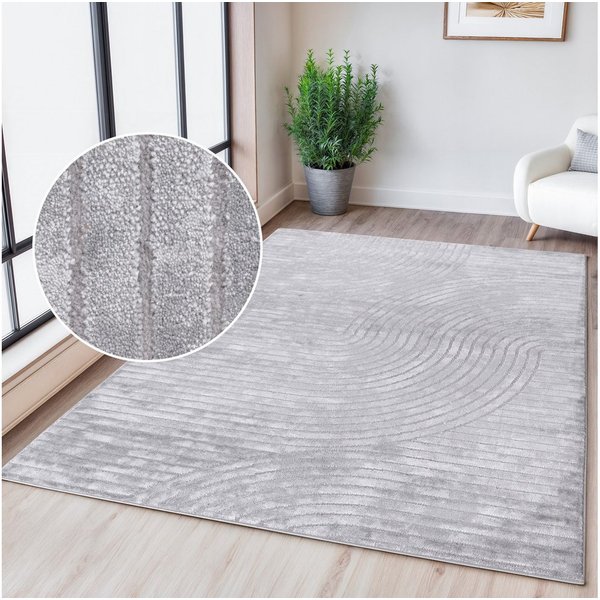 OTTO home Teppich Luvu, mit Hoch-Tief-Struktur, rechteckig, Höhe: 12 mm, Modernes Design, Boho-Charme, dezenter Glanz, Wohnzimmer, Schlafzimmer