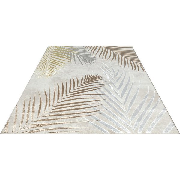 OTTO home Teppich Luvvi, rechteckig, Höhe: 8 mm, Kurzflor, modernes Blätter Design, Hoch-Tief-Struktur, Wohnzimmer