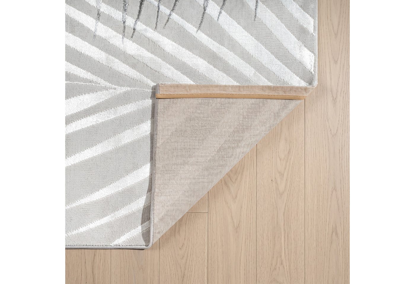 OTTO home Teppich Luvvi, rechteckig, Höhe: 8 mm, Kurzflor, modernes Blätter Design, Hoch-Tief-Struktur, Wohnzimmer – Bild 4 von 5