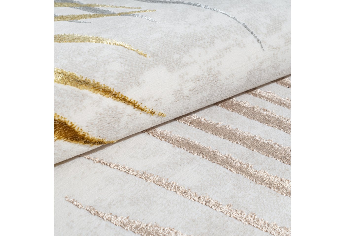 OTTO home Teppich Luvvi, rechteckig, Höhe: 8 mm, Kurzflor, modernes Blätter Design, Hoch-Tief-Struktur, Wohnzimmer – Bild 2 von 5