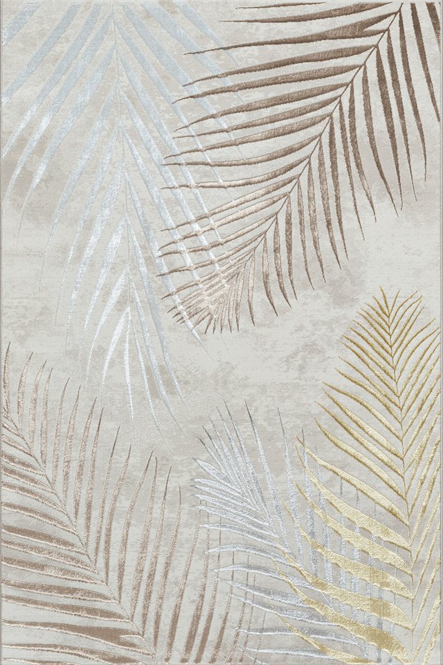 OTTO home Teppich Luvvi, rechteckig, Höhe: 8 mm, Kurzflor, modernes Blätter Design, Hoch-Tief-Struktur, Wohnzimmer – Bild 3 von 5